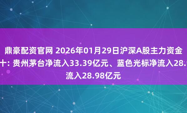 鼎豪配资官网 2026年01月29日沪深A股主力资金增仓前十: 贵州茅台净流入33.39亿元、蓝色光标净流入28.98亿元